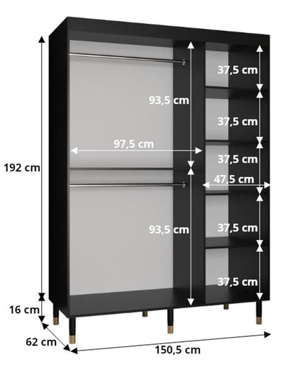 Mora Sliding Door Wardrobe 150cm