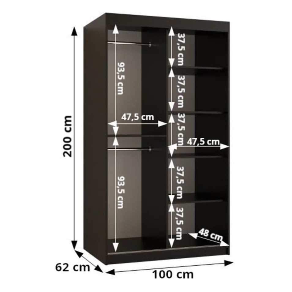 Lima II Sliding Door Wardrobe 100cm