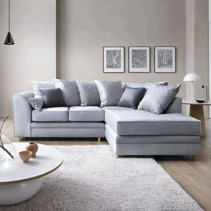 Chic Velvet Corner Sofa - Silver