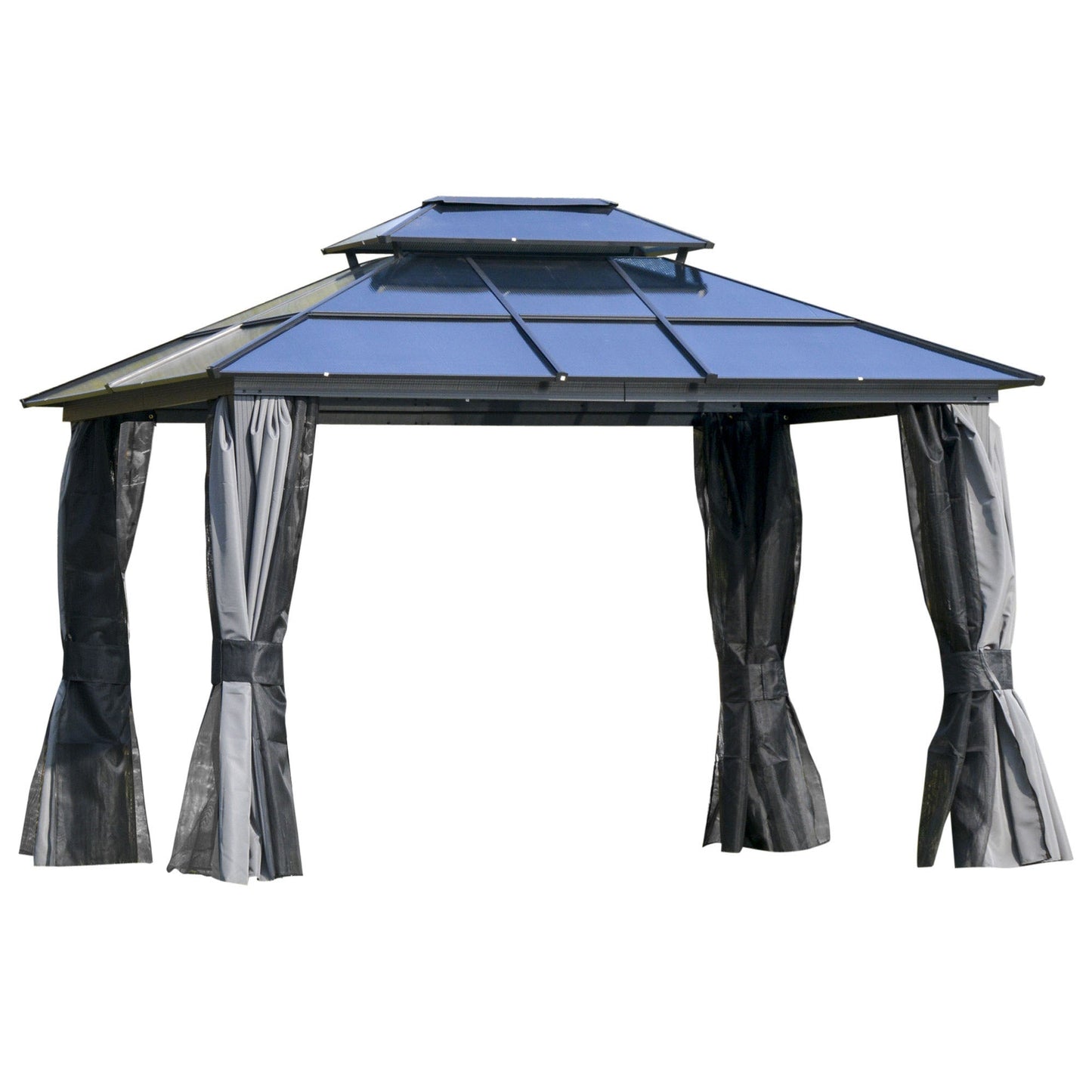 Outsunny Outdoor 3.6 x 3(m) Gazebo Cabana w/ Steel Frame & Net Sidewalls for Privacy