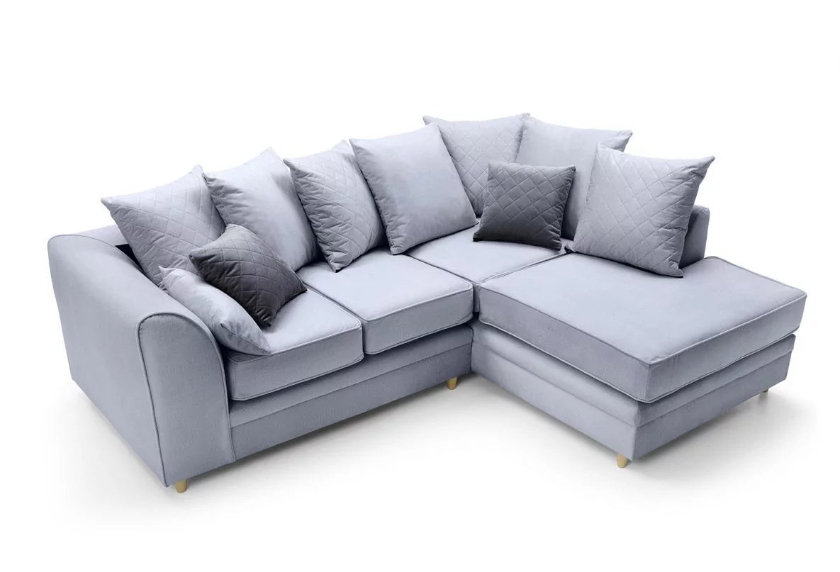 Chic Velvet Corner Sofa - Silver