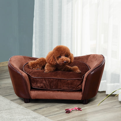 أريكة PawHut Pet Sofa للكلاب مع وسادة للقطط والكلاب الصغيرة - بني