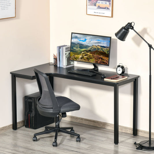 L-Shaped Corner Desk Wood Large PC Gaming Desk 145 x 81 x 76cm Black 836-481