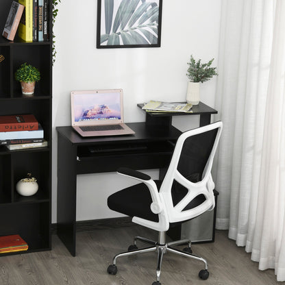 HOMCOM Computer PC Desk with Sliding Keyboard Tray Storage Drawer Shelf Home Office Workstation Gaming Study Wooden Black