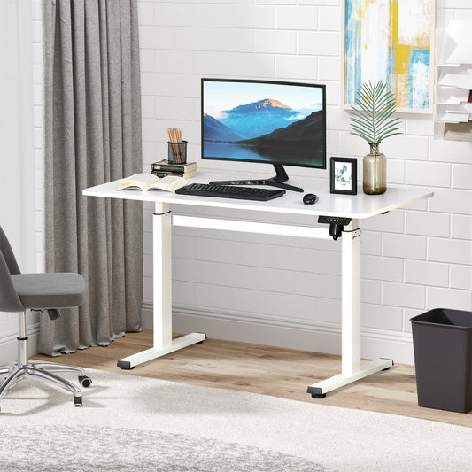 Vinsetto Electric Height Adjustable Standing Desk Sit Stand Desk with Large Desktop, Motor, Stand up Desk for Home Office, White