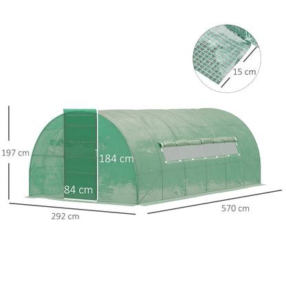 Outsunny Large Walk-In Greenhouse, Plant Gardening Tunnel Hot House with Metal Hinged Door, Galvanised Steel Frame & Mesh Windows (3 x 6M)