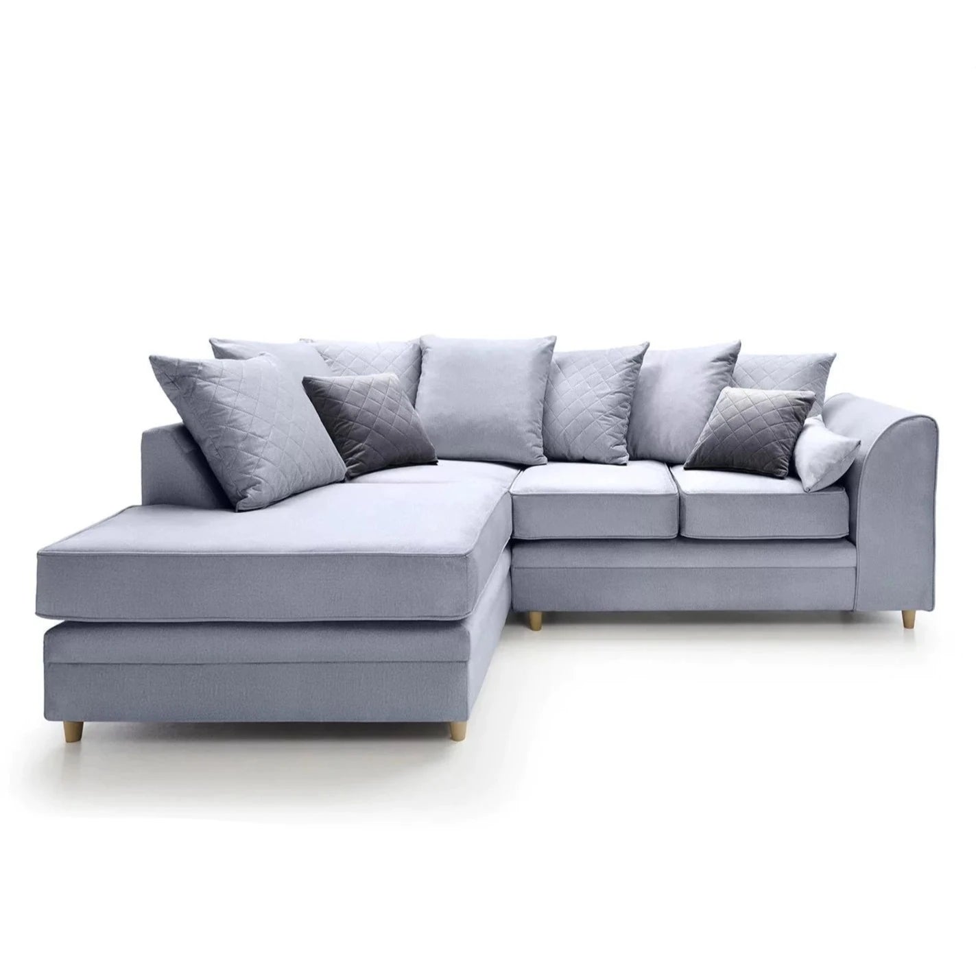 Chicago Velvet Corner Sofa - Silver Blue