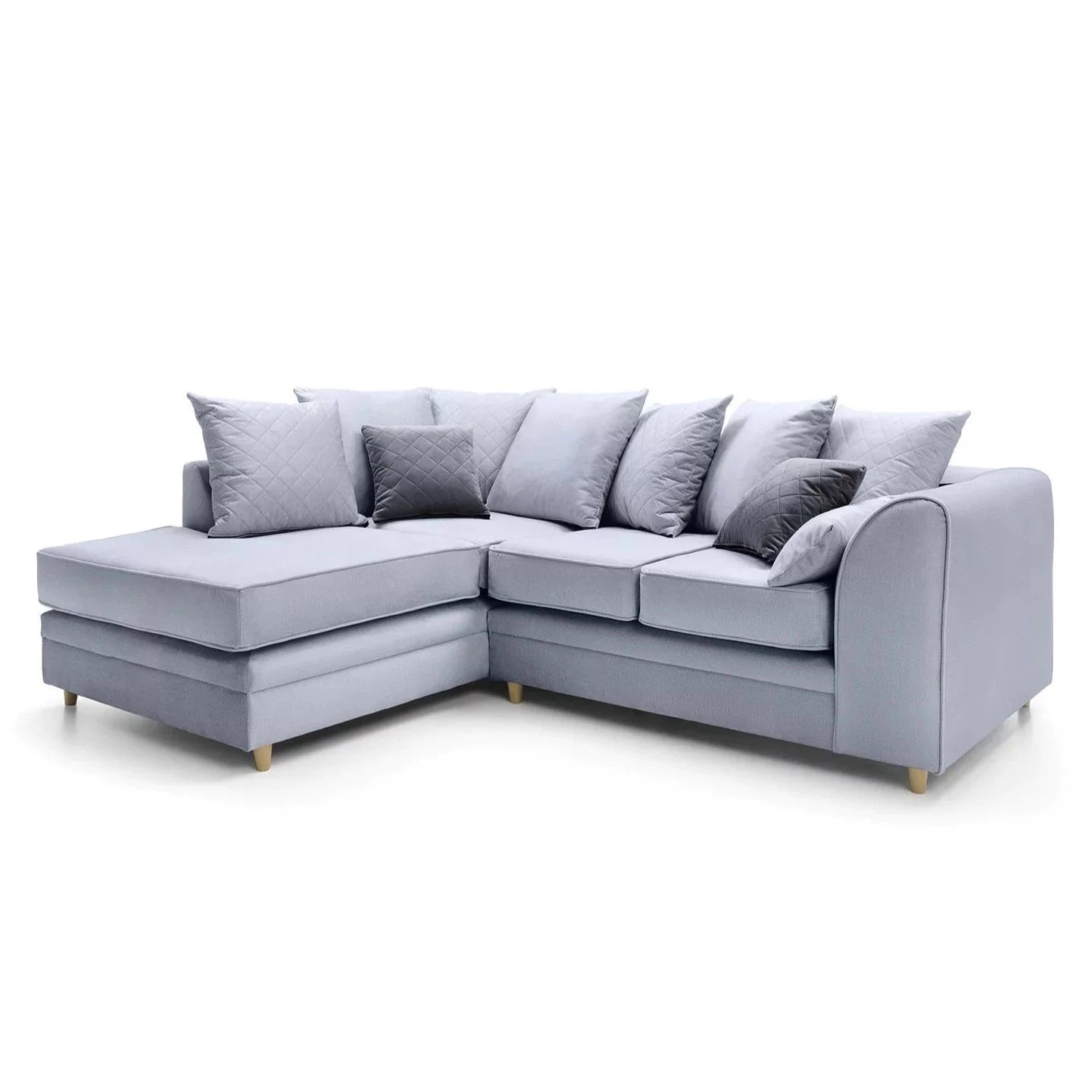 Chicago Velvet Corner Sofa - Silver Blue