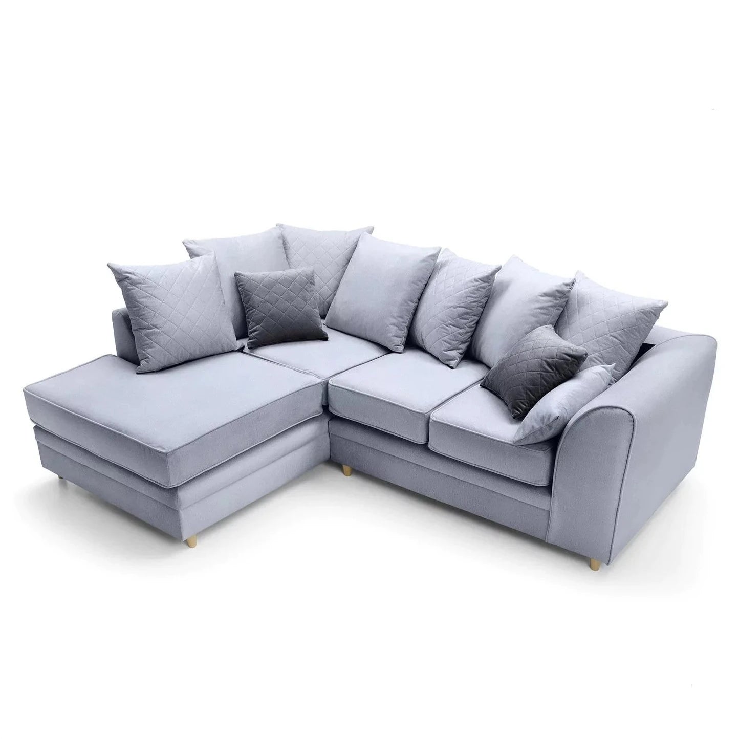 Chicago Velvet Corner Sofa - Silver Blue