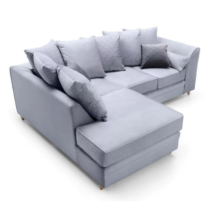 Chicago Velvet Corner Sofa - Silver Blue