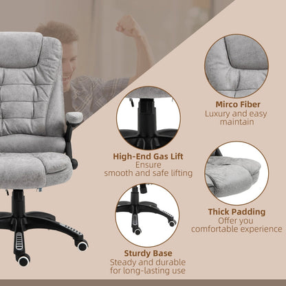 Vinsetto Recliner Office Chair with Six Massage Heating Points - Grey