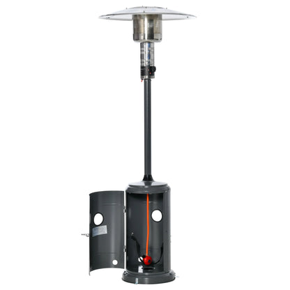 Outsunny 12.5KW Outdoor Gas Patio Heater with Wheels, Dust Cover, Regulator and Hose - Charcoal Grey