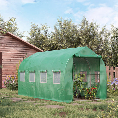 Outsunny Polytunnel Greenhouse with Windows and Door, Walk in Greenhouse for Garden, Backyard (4 x 2M)