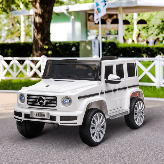 HOMCOM Compatible 12V Battery-powered Kids Electric Ride On Car Mercedes Benz G500 Toy with Parental Remote Control Music Lights MP3 Suspension Wheels