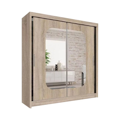 Merica 2 Door Mirrored Sliding Wardrobe - Oak, Black, White, Grey - 4 Sizes