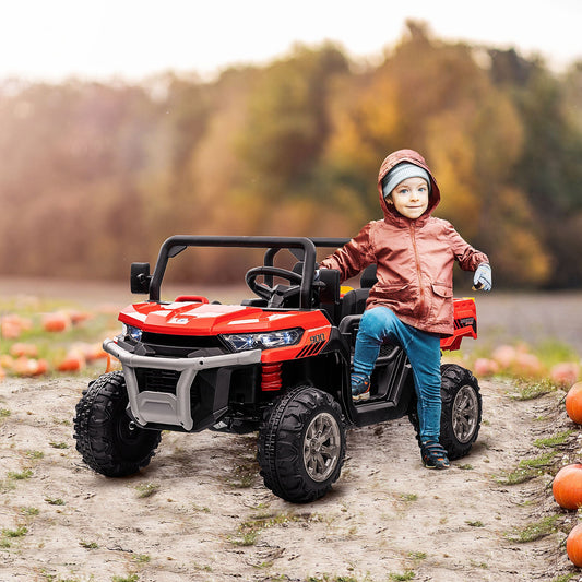 12V Two-Seater Kids Electric Ride-On Car, with Electric Bucket, Remote Control - Red