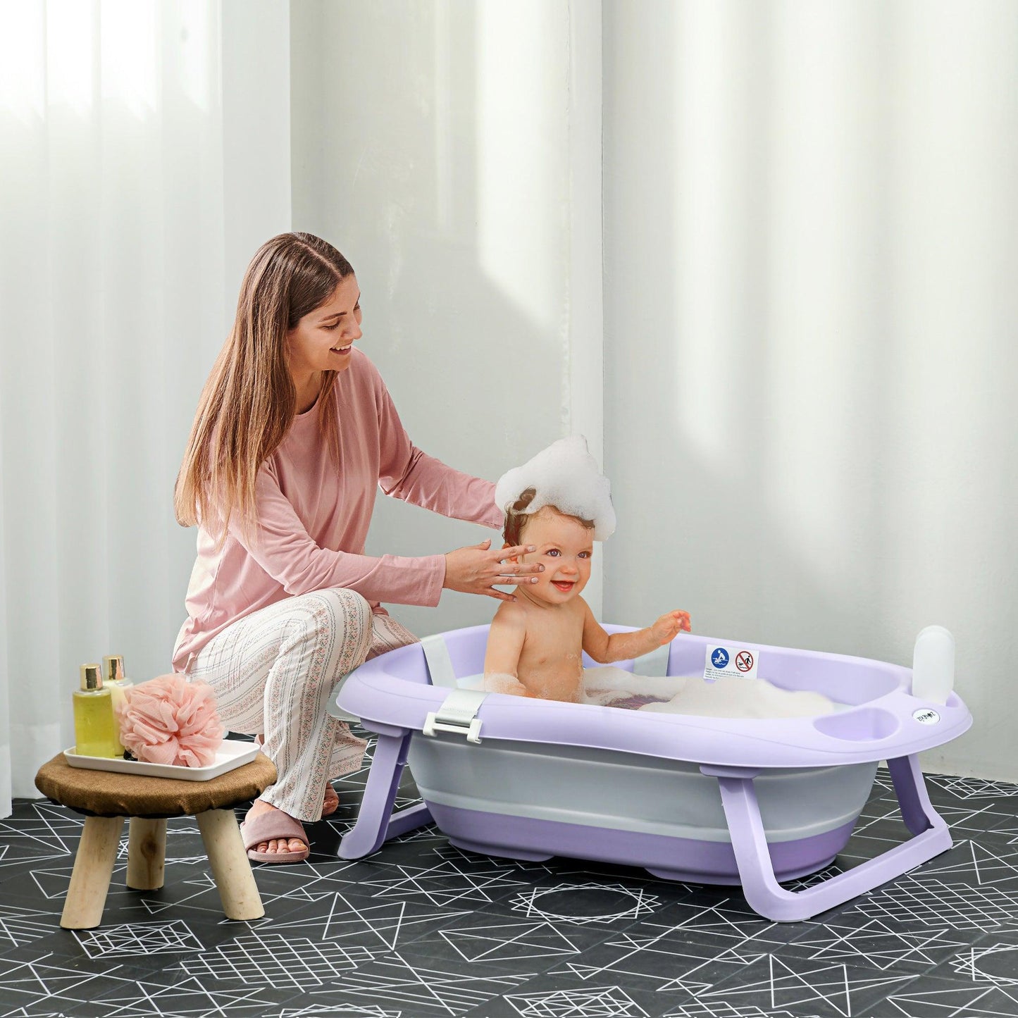 ZONEKIZ Baby Bathtub - Foldable, Non-Slip & Purple