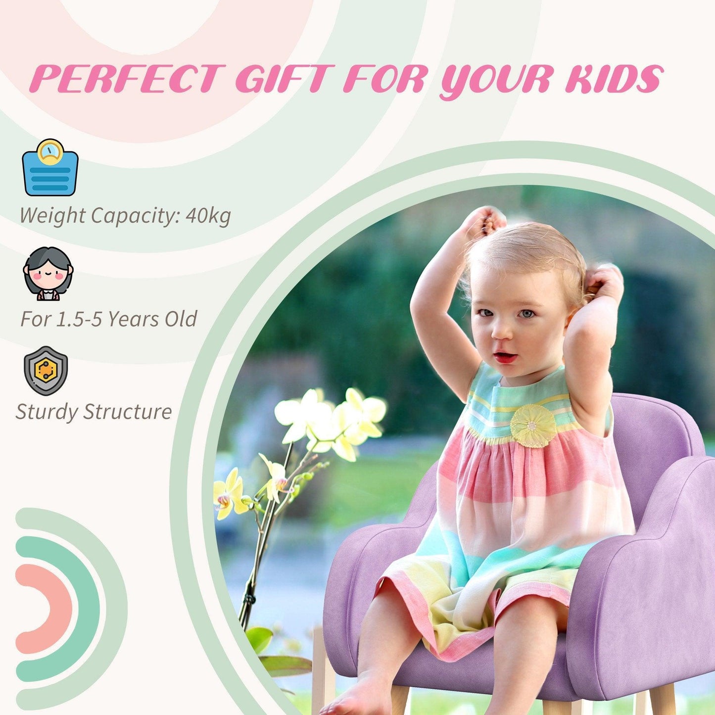 ZONEKIZ Purple Cloud Shape Toddler Armchair - Comfy Kids Chair